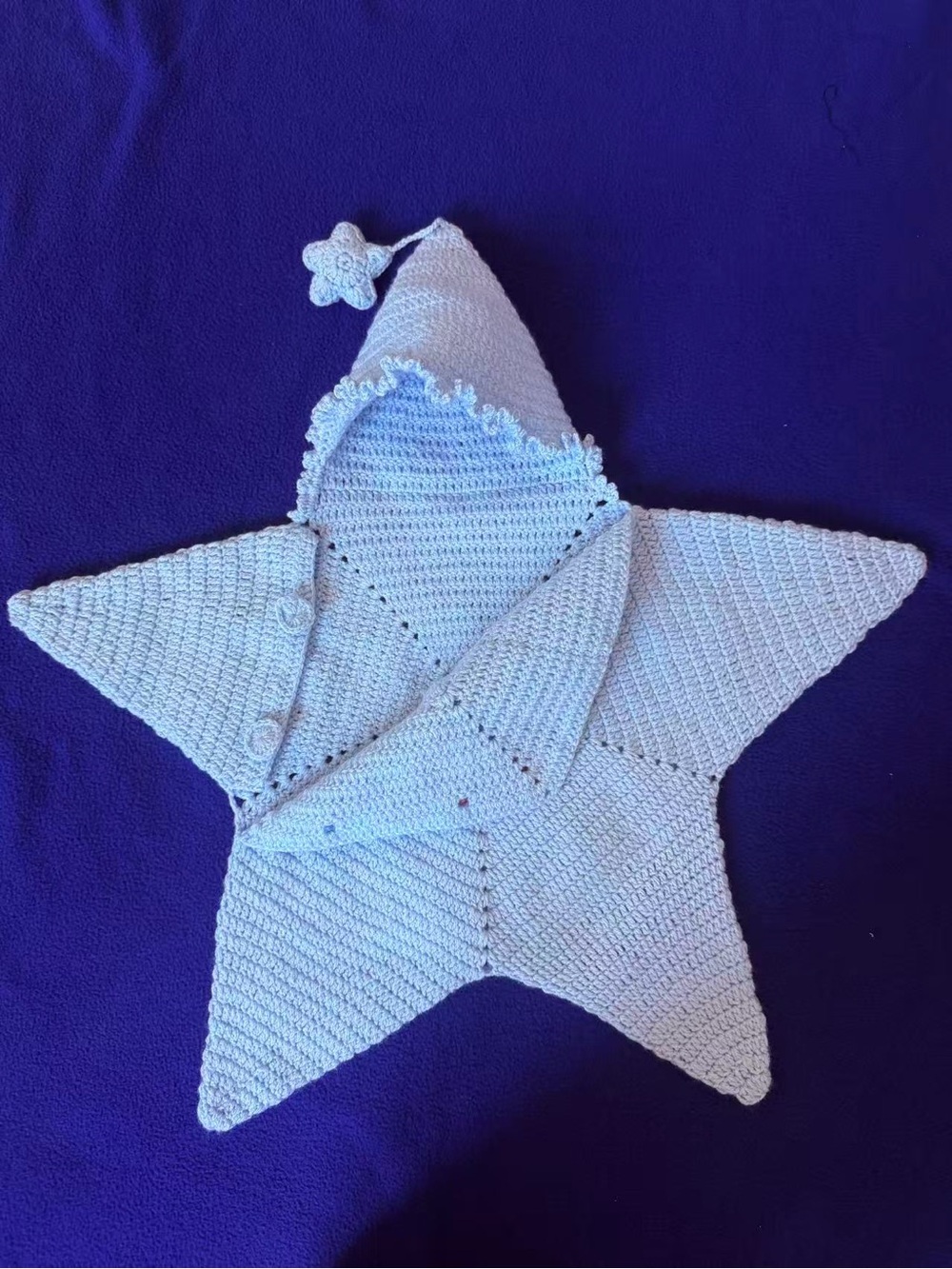 Crochet baby star Cocoon- sleeping bag with hood - Picture 3 of 8